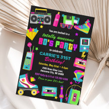 Neon 80s Birthday Party Invitation