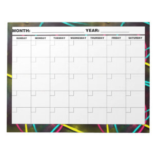 Neon 80s Blank Calendar Notepad