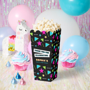 Neon 90s Retro Birthday Party Thank You Popcorn Favour Box