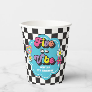 Neon 90s Retro Five is a Vibe 5th Birthday Paper Cups