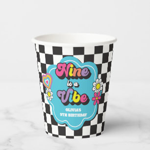 Neon 90s Retro Nine is a Vibe 9th Birthday Paper Cups
