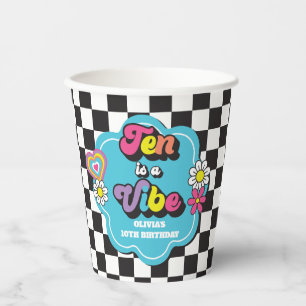 Neon 90s Retro Ten is a Vibe 10th Birthday Paper Cups