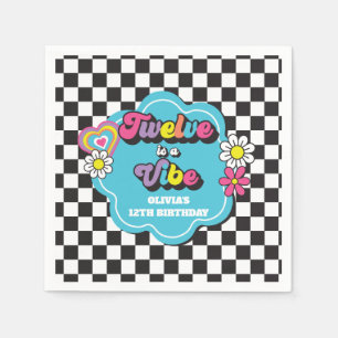 Neon 90s Retro Twelve is a Vibe 12th Birthday Napkin