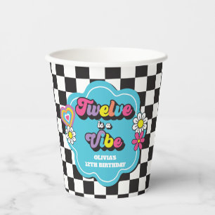 Neon 90s Retro Twelve is a Vibe 12th Birthday Paper Cups