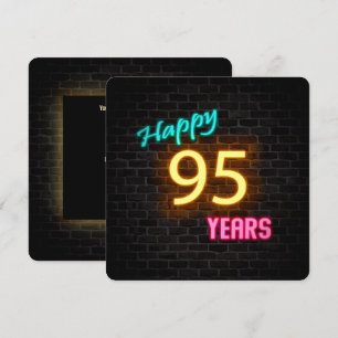 Neon 95th Birthday Sign glowing on brick Invitation