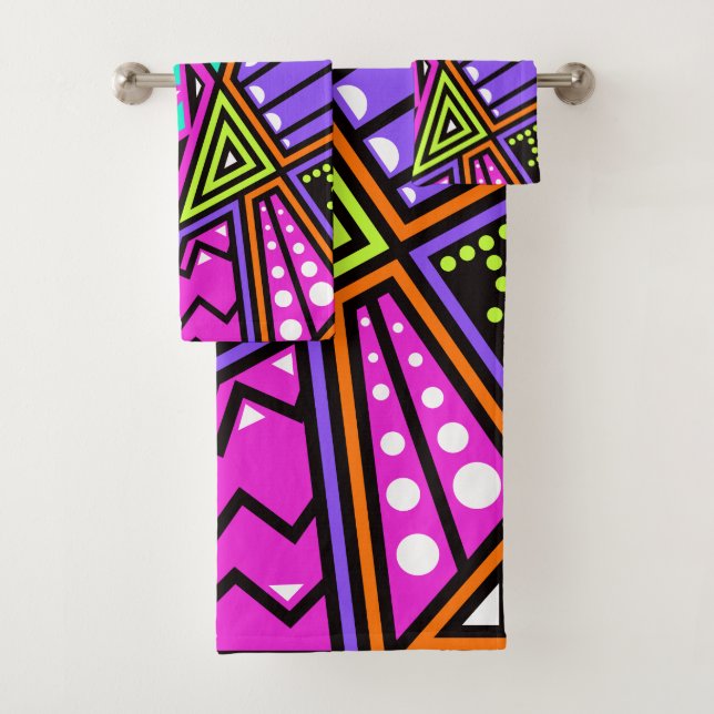 neon abstract bath towel set  (Insitu)
