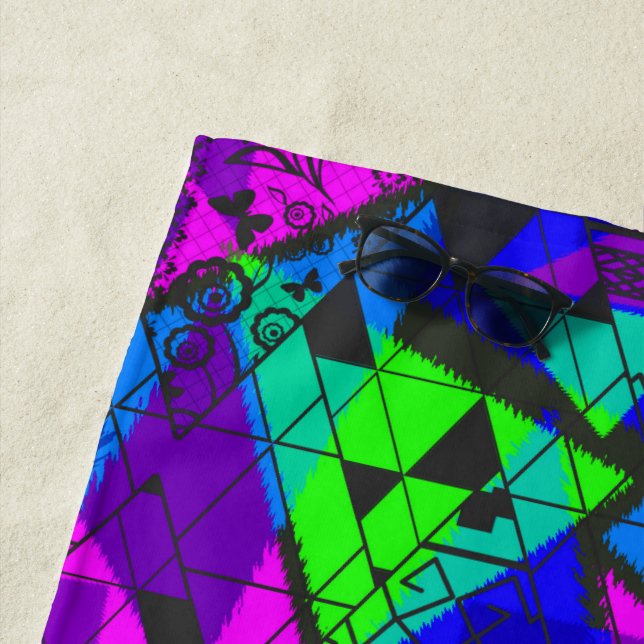 Neon abstract .  beach towel (In Situ)