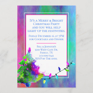 Neon Abstract Christmas Party Invitation