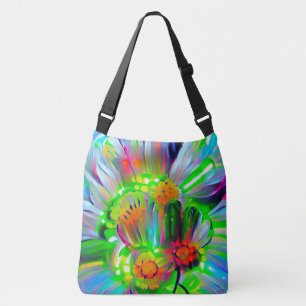 Neon Abstract Daisies with Vivid Colours Crossbody Bag