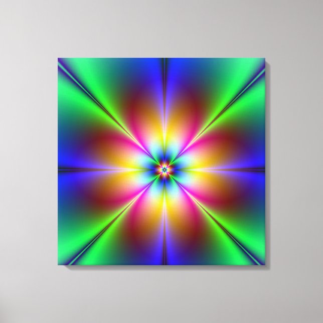 Neon Abstract Daisy Wrapped Canvas Print (Front)