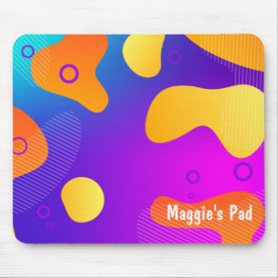 Neon Abstract Design With Name Mouse Mat