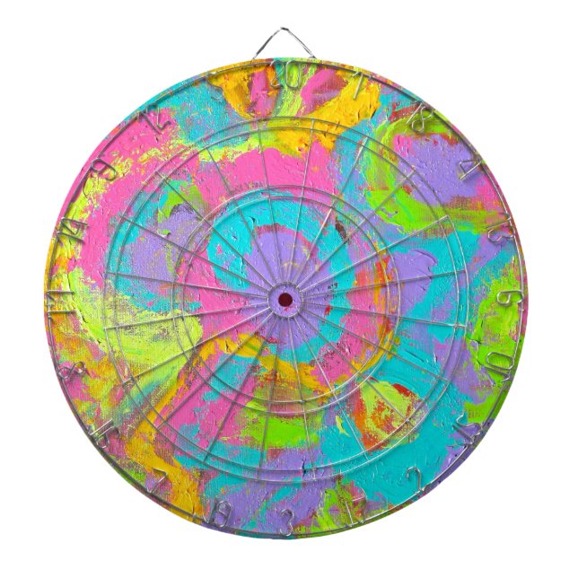 Neon Abstract- Hand Painted Brushstrokes Dartboard (Front)