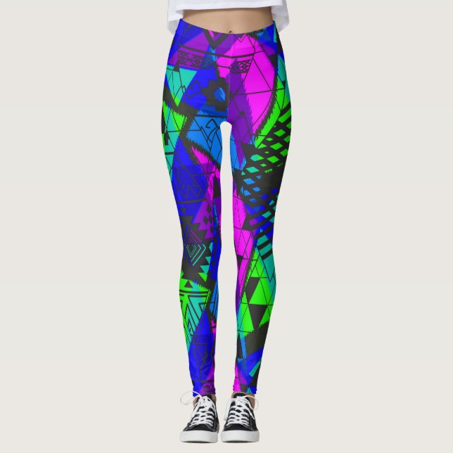 Neon abstract . leggings (Front)