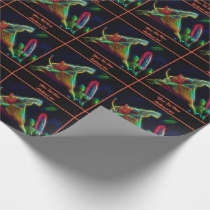 Neon Abstract Lily Flower Personalised Wrapping Paper