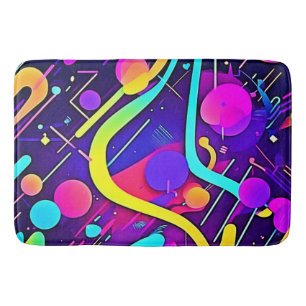 Neon Abstract Shape Art Bath Mat