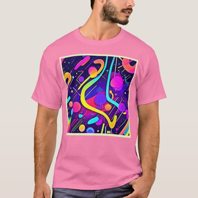 Neon Abstract Shape Art T-Shirt (Front)
