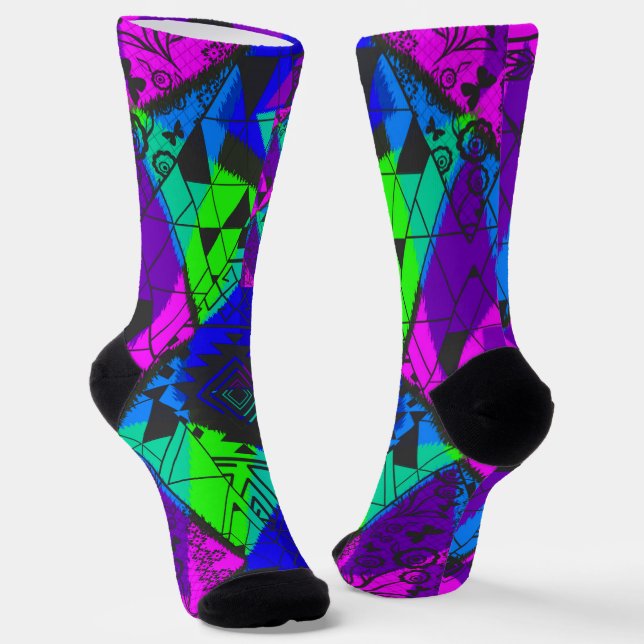 Neon abstract .  socks (Angled)