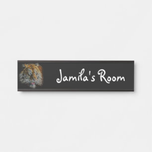 Neon Abstract Tiger's Head Door Sign