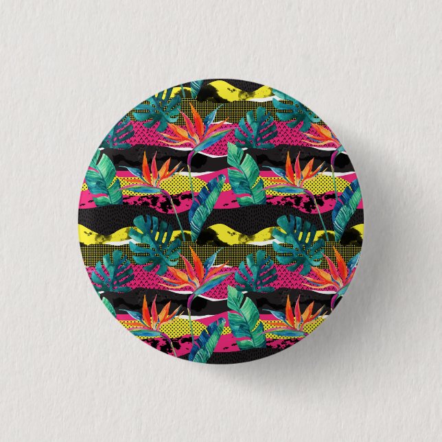 Neon Abstract Tropical Texture Pattern 3 Cm Round Badge (Front)