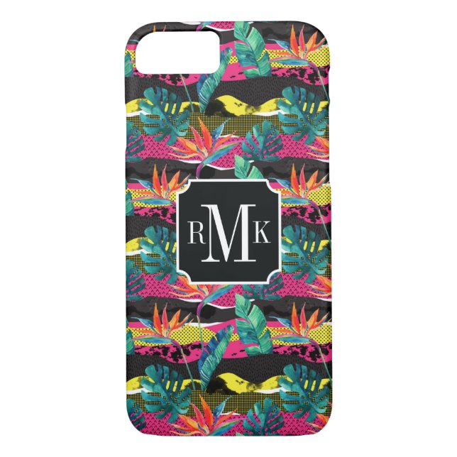 Neon Abstract Tropical Texture Pattern Case-Mate iPhone Case (Back)