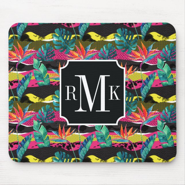 Neon Abstract Tropical Texture Pattern Mouse Mat (Front)