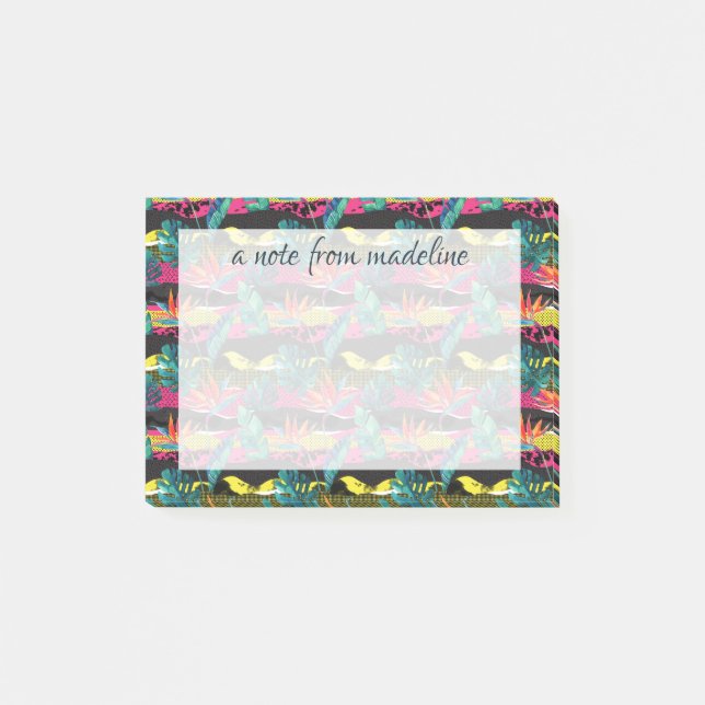Neon Abstract Tropical Texture Pattern Post-it Notes (Front)