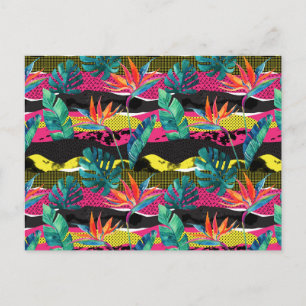 Neon Abstract Tropical Texture Pattern Postcard