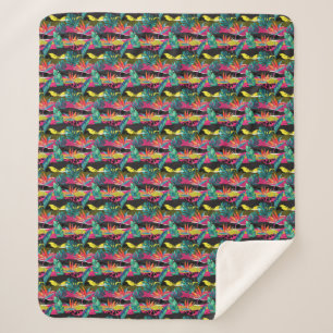 Neon Abstract Tropical Texture Pattern Sherpa Blanket