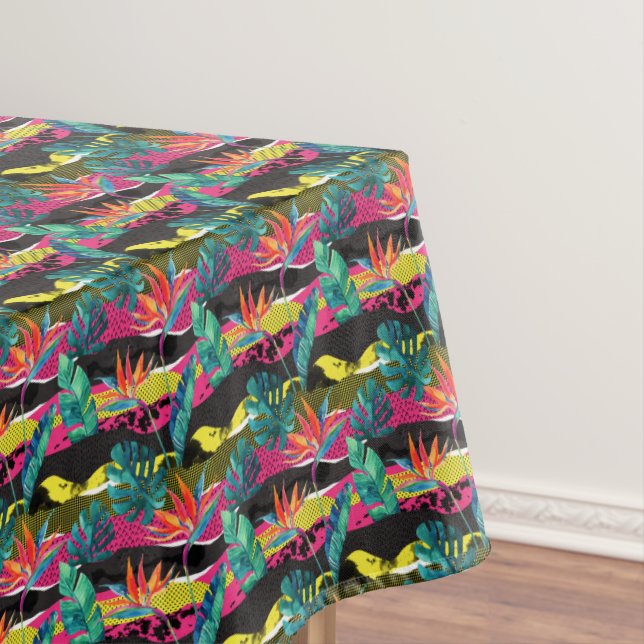Neon Abstract Tropical Texture Pattern Tablecloth (In Situ)