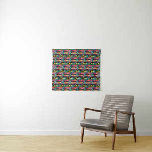 Neon Abstract Tropical Texture Pattern Tapestry