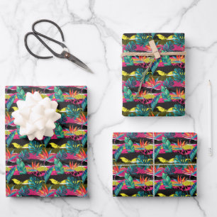 Neon Abstract Tropical Texture Pattern Wrapping Paper Sheet