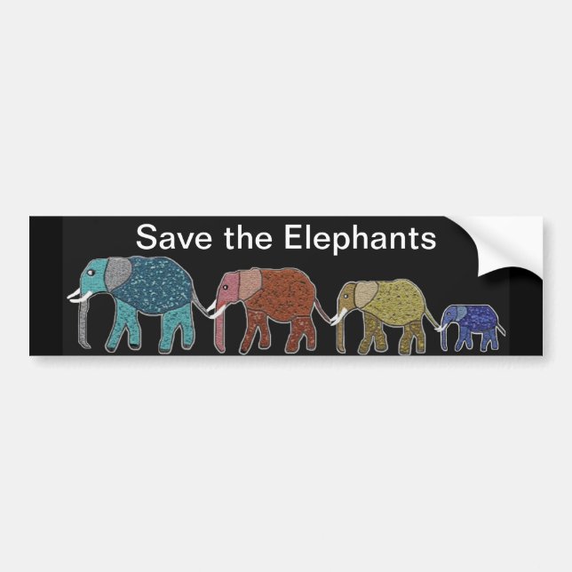 Neon African Elephant Walk Bumper Sticker (Front)