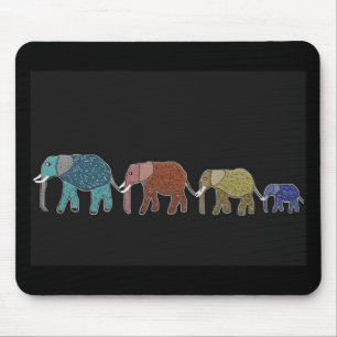 Neon African Elephant Walk Mouse Mat