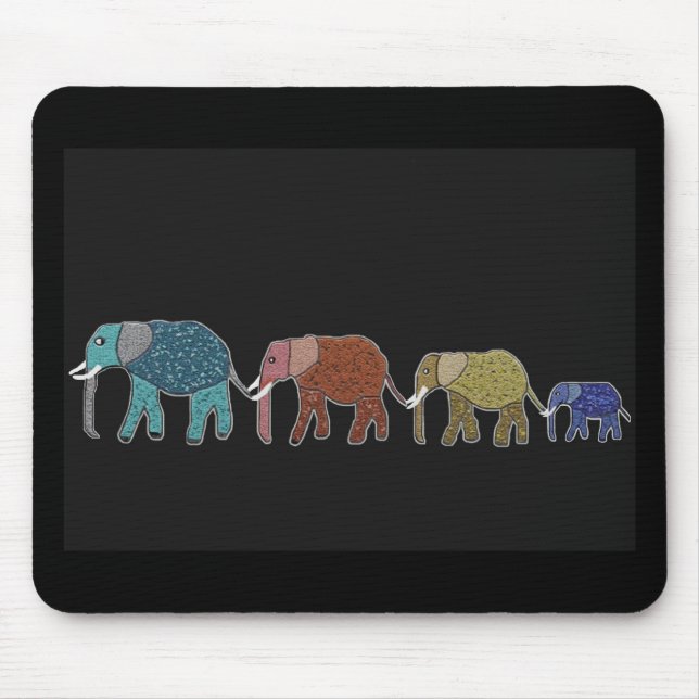 Neon African Elephant Walk Mouse Mat (Front)