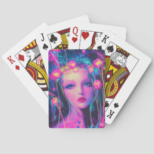 Neon Alien Goddess  Playing Cards
