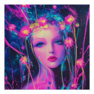 Neon Alien Goddess  Poster