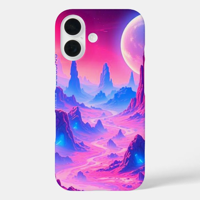Neon Alien Planet iPhone 16 Case | Sci-Fi Cosmic P (Back)