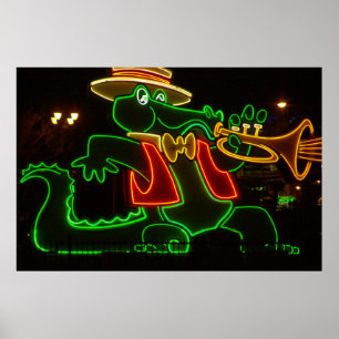 Neon Alligator Poster