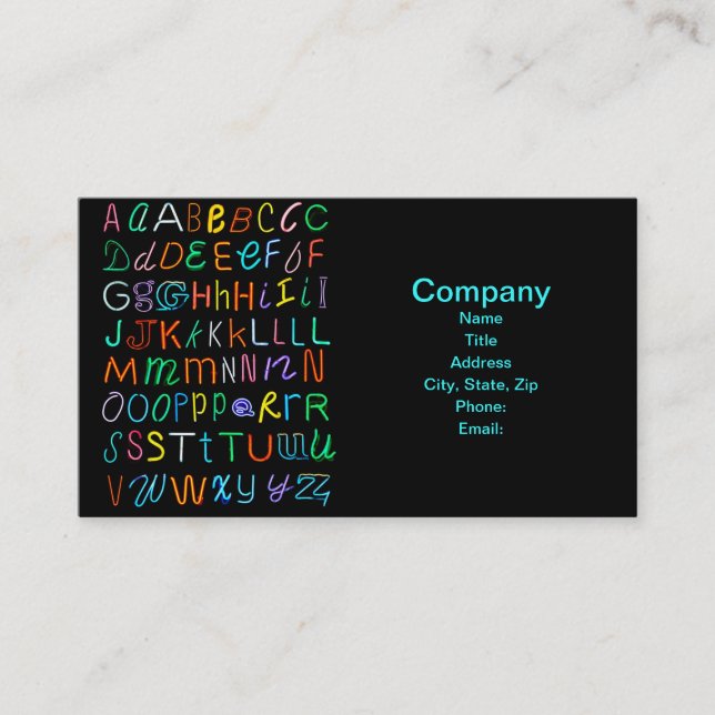 Neon Alphabet Business Card (Front)