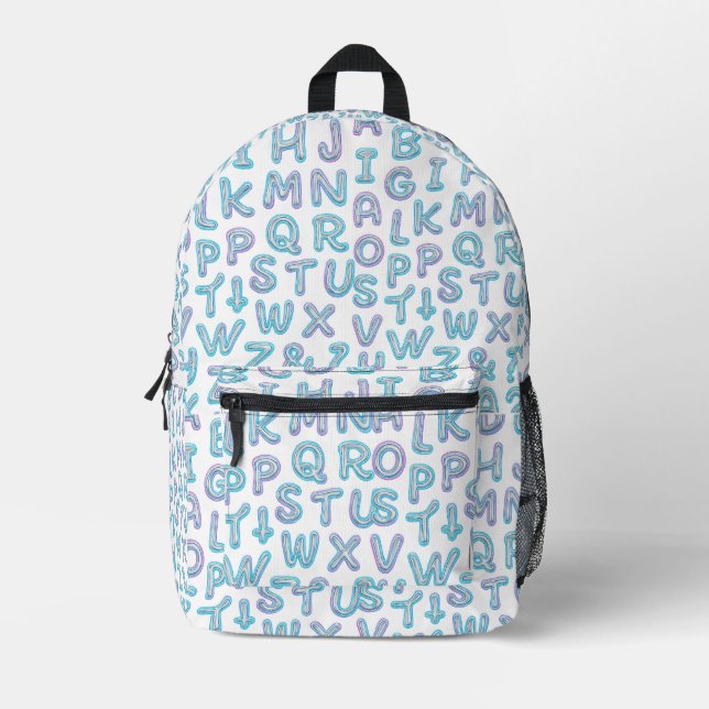 Neon Alphabet Letter Art Backpack (Front)