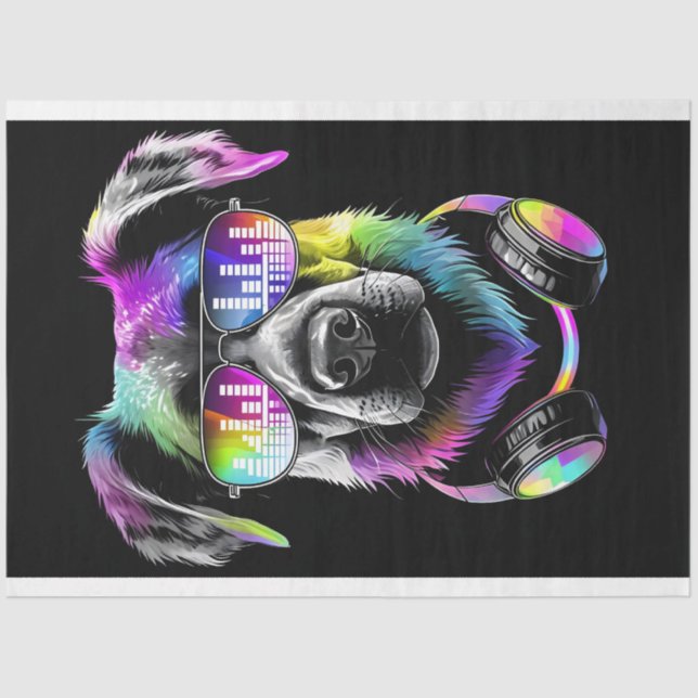 Neon Alsation with headphones Tissue Paper (Front)