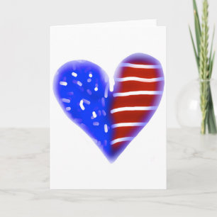 Neon American flag heart Thank You Card
