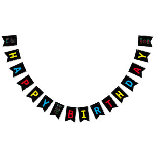 Neon any year video games arcade birthday bunting