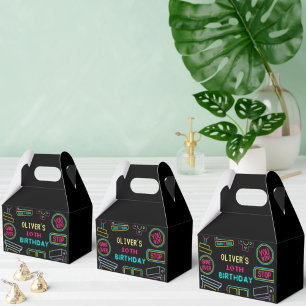 Neon Any year video games arcade birthday Favour Box