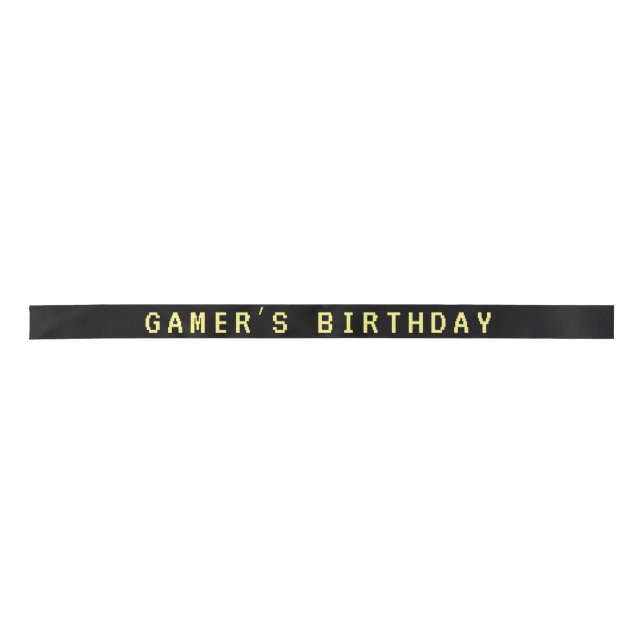 Neon Any year video games arcade birthday  Satin Ribbon (Front)