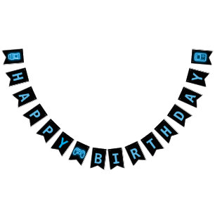 Neon any year video games birthday  bunting 