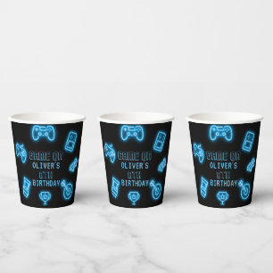 Neon Any year video games birthday  Paper Cups