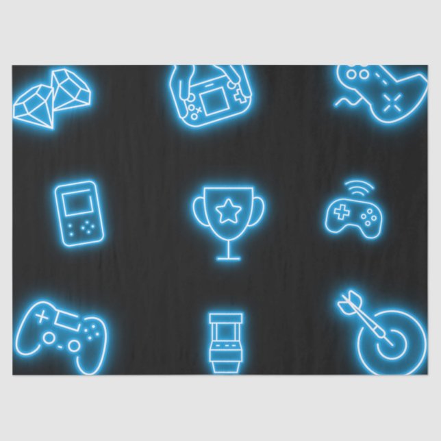 Neon Any year video games birthday  Tissue Paper (Front)