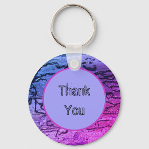 Neon Appreciation Blue Pink Abstract Thank You Key Ring