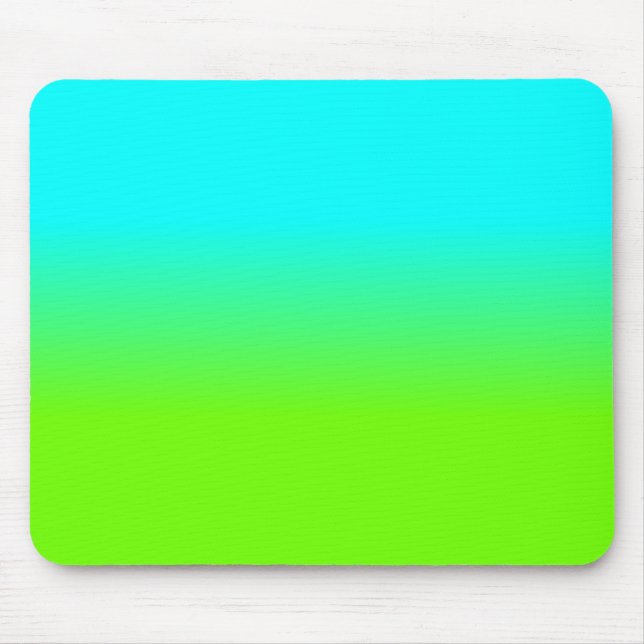 Neon Aqua and Neon Green Ombré  Shade Colour Fade Mouse Mat (Front)